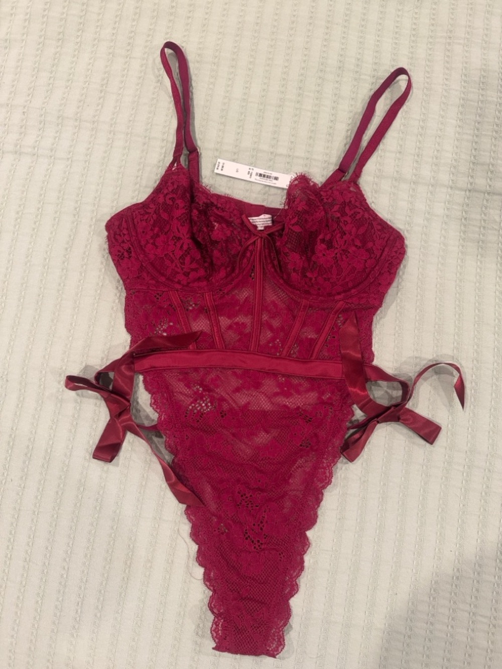 Victoria's Secret Burgundy Lace Teddy Bodysuit